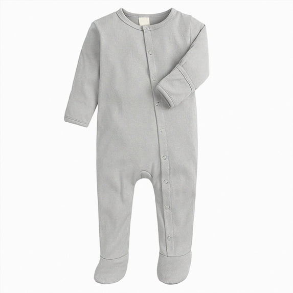 3-6 Months Newborn Baby Long Sleeve Footed Romper Ribbed Knit Bodysuit Jumpsuit Newborn Cotton Button Climbing Suit