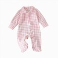 thumbnail image 1 of 3-6 Months Newborn Baby Long Sleeve Plaid Jumpsuit Doll Climbing Suit Fart Zipper Jumpsuit Romper Red, 1 of 5