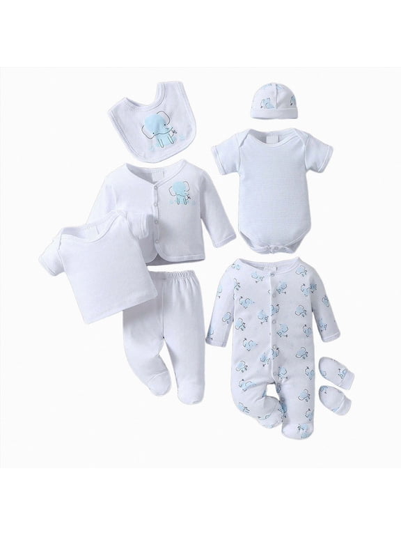 3-6 Months Newborn Baby Outfit Set Full Clothes Romper Newborn Eight Piece Set Toddler Separates One-Piece Footed Romper Newborn Gift