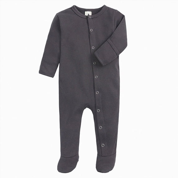 3-6 Months Newborn Bodysuit Romper Baby Long Sleeve Footed Romper Ribbed Knit Bodysuit Jumpsuit For & Infants Newborn Fall Winter Gift Clothes,Dark Gray Jumpsuit Sleep & Play Bodysuit