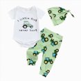 thumbnail image 1 of 3-6 Months Newborn Boy's Tractor And Fishing Theme Fun Alphabet Suit With Tights And Baby Hat Set One-Piece Jumpsuit Newborn Gift, 1 of 7