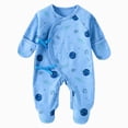 thumbnail image 1 of 3-6 Months Newborn Boys Girls Underwear Pajamas Rompers Footed Sleeper Gown Cotton Side Baby Footed Print Infant Play For 0 6 Months Dark Blue Rompers Baby Gift, 1 of 6