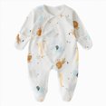 thumbnail image 1 of 3-6 Months Newborn Footed Sleeper Gown With Mitten Cuffs Cotton Side Baby Footed Print Infant Play Jumpsuit, 1 of 6