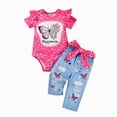 thumbnail image 1 of 3-6 Months Newborn Girl Tops&Wide Leg Pants With Pockets Fall Sets Short Sleeve Pants Set Back-To-School Pajamas & Dailywear Girls Pink Tracksuit, 1 of 4