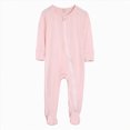 thumbnail image 1 of 3-6 Months Newborn Infant Baby Boys Girls Rompers Footed Pajamas Zipper Long Sleeve Sleeper Jumpsuit Pink, 1 of 9