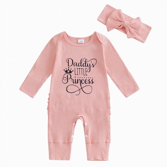 3-6 Months Newborn Newborn Outfit Girl Long Sleeve Letter Romper Ribbed Knit Jumpsuit Baby Girl Preemie Outfit