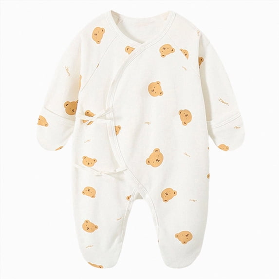 3-6 Months Newborn Preemie Bodysuit Boy Girl Climbing Suit Footed Sleeper Gown With Mitten Cuffs Cotton Side Baby Footed Print Infant Play For 0 6 Months Yellow Rompers Baby Gift
