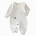 thumbnail image 1 of 3-6 Months Newborn Preemie Infant Baby Bodysuit Romper Bodysuit Baby Girl Romper Long Sleeve Jumpsuit Floral Bow Infant Clothes Blue Bodysuit Baby Fall Winter Clothing Gift, 1 of 7