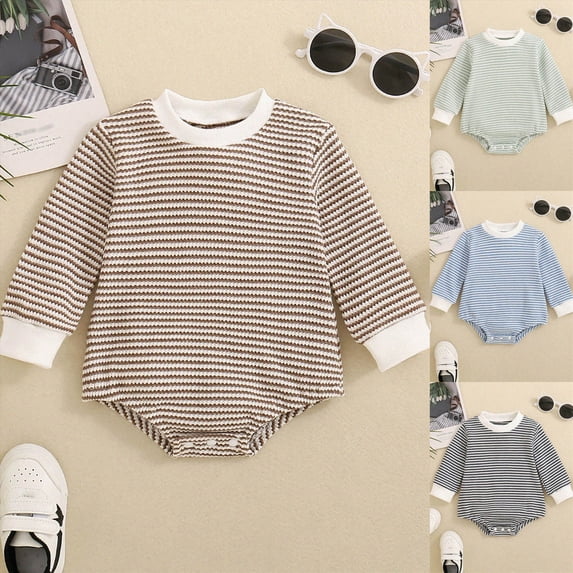 3-6 Months Newborn Unisex Baby Boy Girl Romper Long Sleeve Bubble Oversized Romper Bodysuit Top Fall Clothes Green