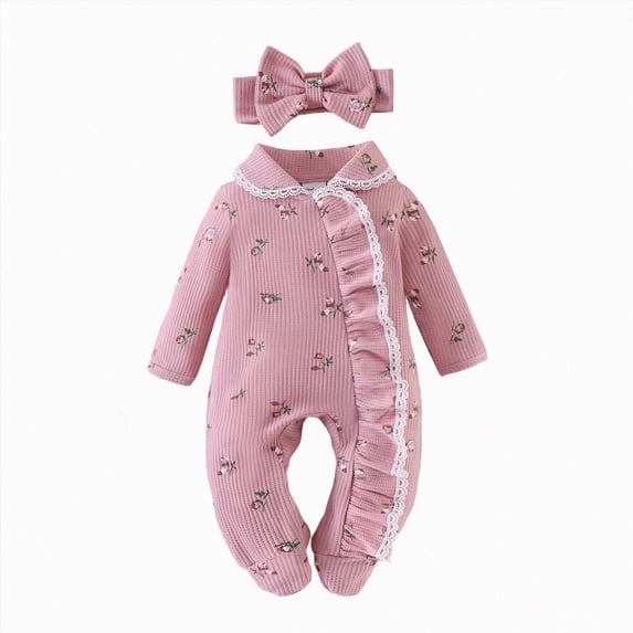 3-6 Months Preemie Baby Girl Fall Winter Outfits Clothes Knit Jumpsuit Ruffle Romper Outfit For Baby Girl | Baby Girl Outfits Fall Winter Clothes Newborn Cotton Button Climbing Suit