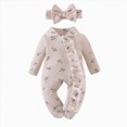 thumbnail image 1 of 3-6 Months Preemie Baby Girl Fall Winter Outfits Clothes Knit Jumpsuit Ruffle Romper Outfit For Baby Girl | Baby Girl Outfits Fall Winter Clothes Newborn Cotton Button Climbing Suit, 1 of 9