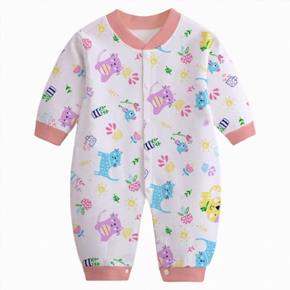 3-6 Months Preemie Sleep & Play One-Piece Bodysuit Newborn Infant Baby Boy Girl Cotton Print Romper Jumpsuit Playsuits Outfits Pink Infant Gift
