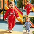 thumbnail image 1 of 3-6 Months Unisex Infant Baby Boy Girl Long Sleeve Button Romper One-Piece Jumpsuit Infant Baby Fall Winter Clothes 3 6 9 12 18 Months,Red, 1 of 9
