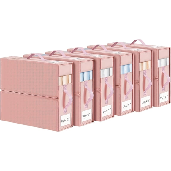 3/6 Pack Foldable Bedding Sheet Organizer Boxes Closet Wardrobe Under-Bed Storage Containers for Sheets Duvets Pillows Clothes Home Organization Christmas Storage Supplies Gray