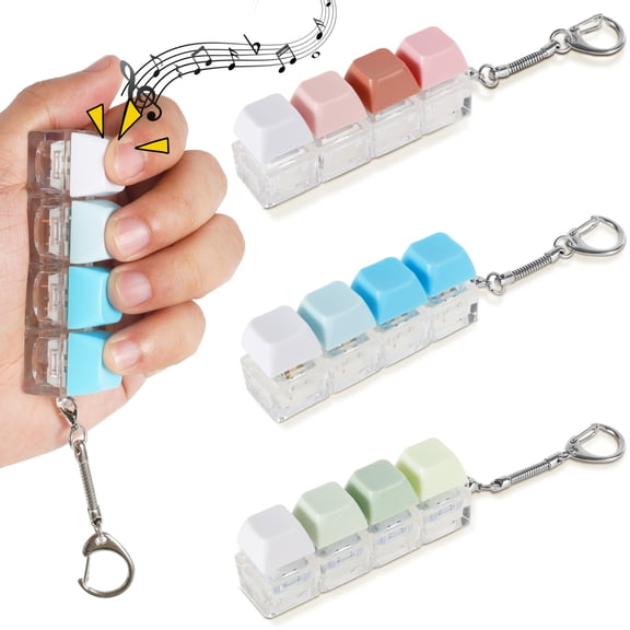 3/6 Pack Keyboard Fidget Toy Fidget Keyboard Keychain Keyboard Clicker Fidget Toy Keychain Decompression Plaything for Adult
