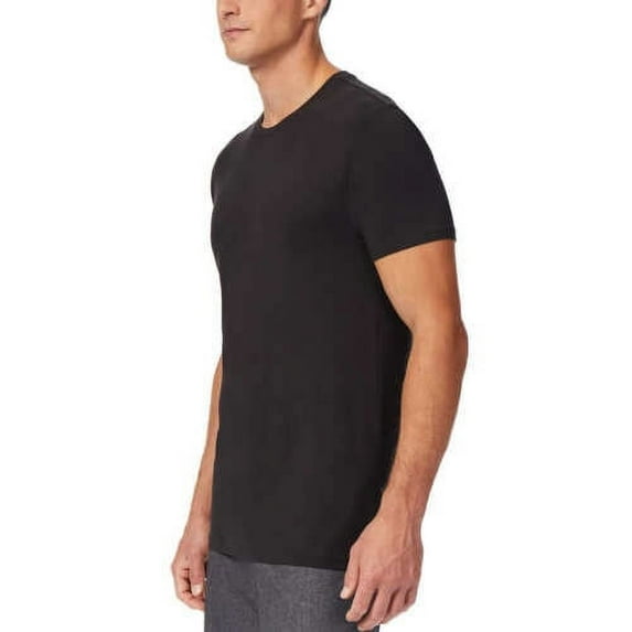 3-6 Pack Men's 100% Cotton Tagless Crew Neck T-Shirt Undershirt Tee (2XL, Black, 3 Pack)