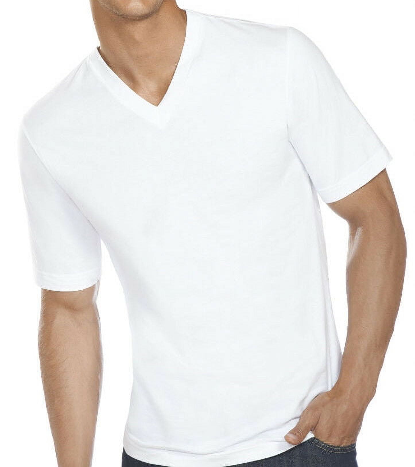 3-6 Pack Men's 100% Cotton Tagless V-Neck T-Shirt Undershirt Tee (Small, White, 3 Pack)