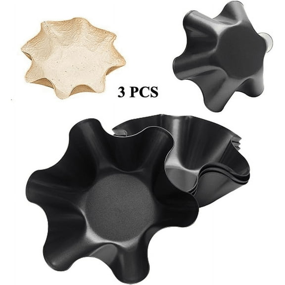 3 / 6 Pack Non-Stick Tortilla Pan Taco Shell Maker Egg Tart Mold 8 inch Tortilla Pan - Non-Stick Carbon Steel Taco Salad Bowl Fruit Dessert Salad Bowl Dish Tableware Tortilla Shell Pans