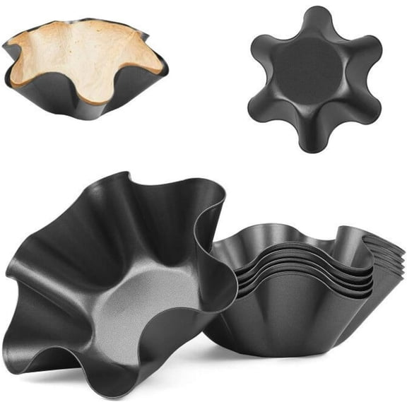 3 / 6 Pack Non-Stick Tortilla Pan Taco Shell Maker Egg Tart Mold 8 inch Tortilla Pan - Non-Stick Carbon Steel Taco Salad Bowl Fruit Dessert Salad Bowl Dish Tableware Tortilla Shell Pans