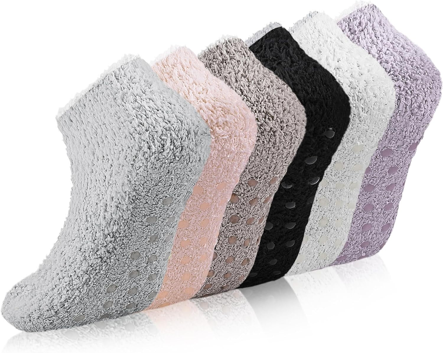 Womens Thick & Warm Slipper Socks With Non Slip Grippers - House Sleeping Cozy Fuzzy Socks Super Soft Plush (Wine, S) At Women's Clothing Store