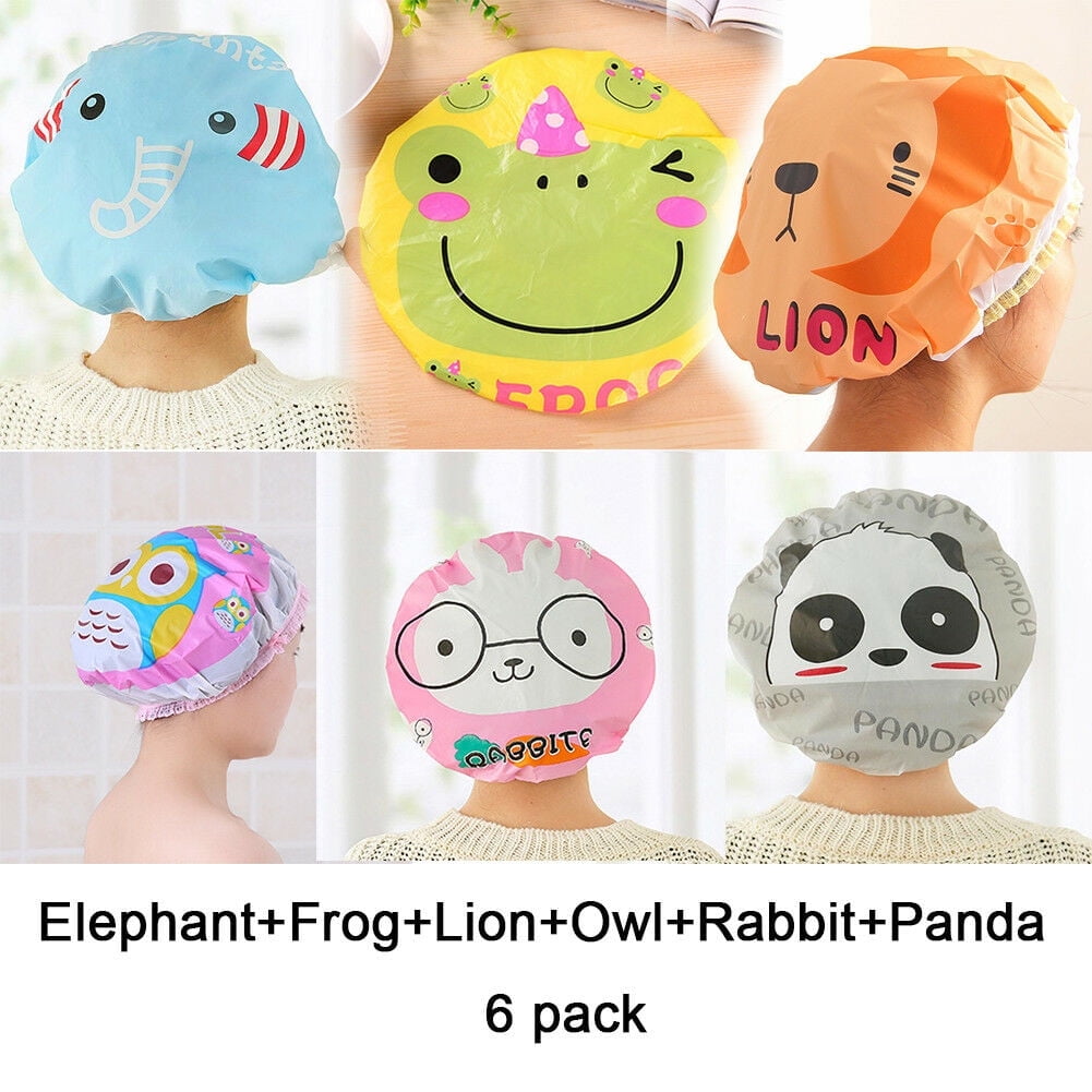 36 Pcs Women Shower Cap Waterproof Elastic Bath Hat Cleaning Hat Cute
