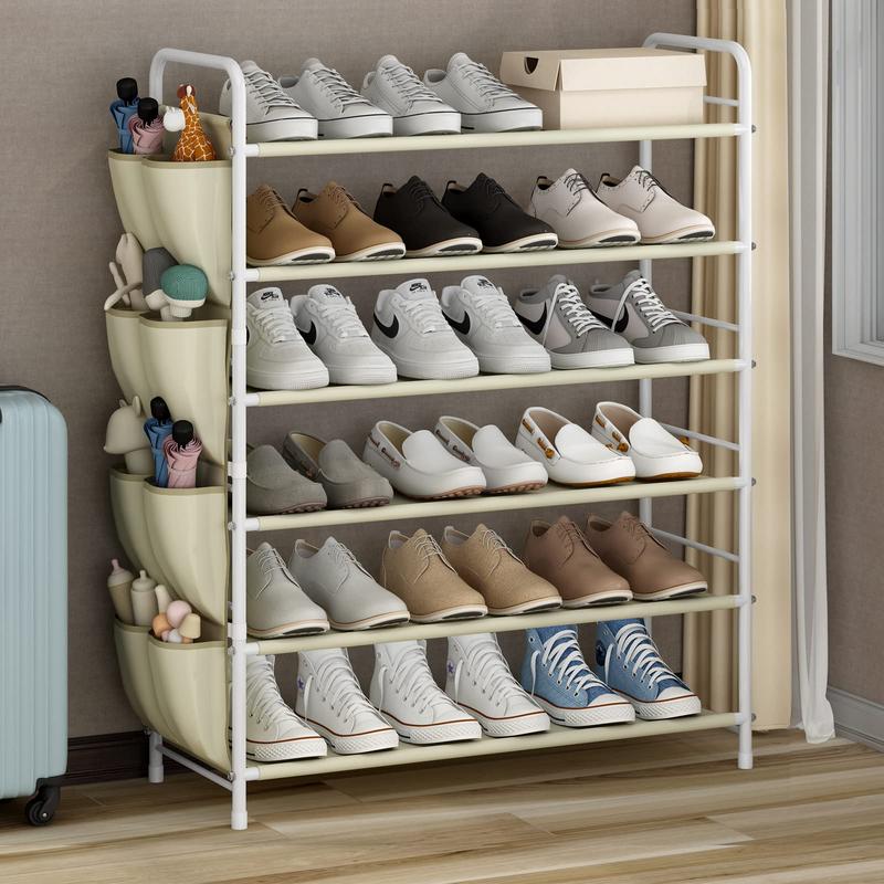 Side Way Shoe Rack 3/6-Tier Metal Shoe Rack Organizer - Space-Saving Shoe Shelf with Side ...