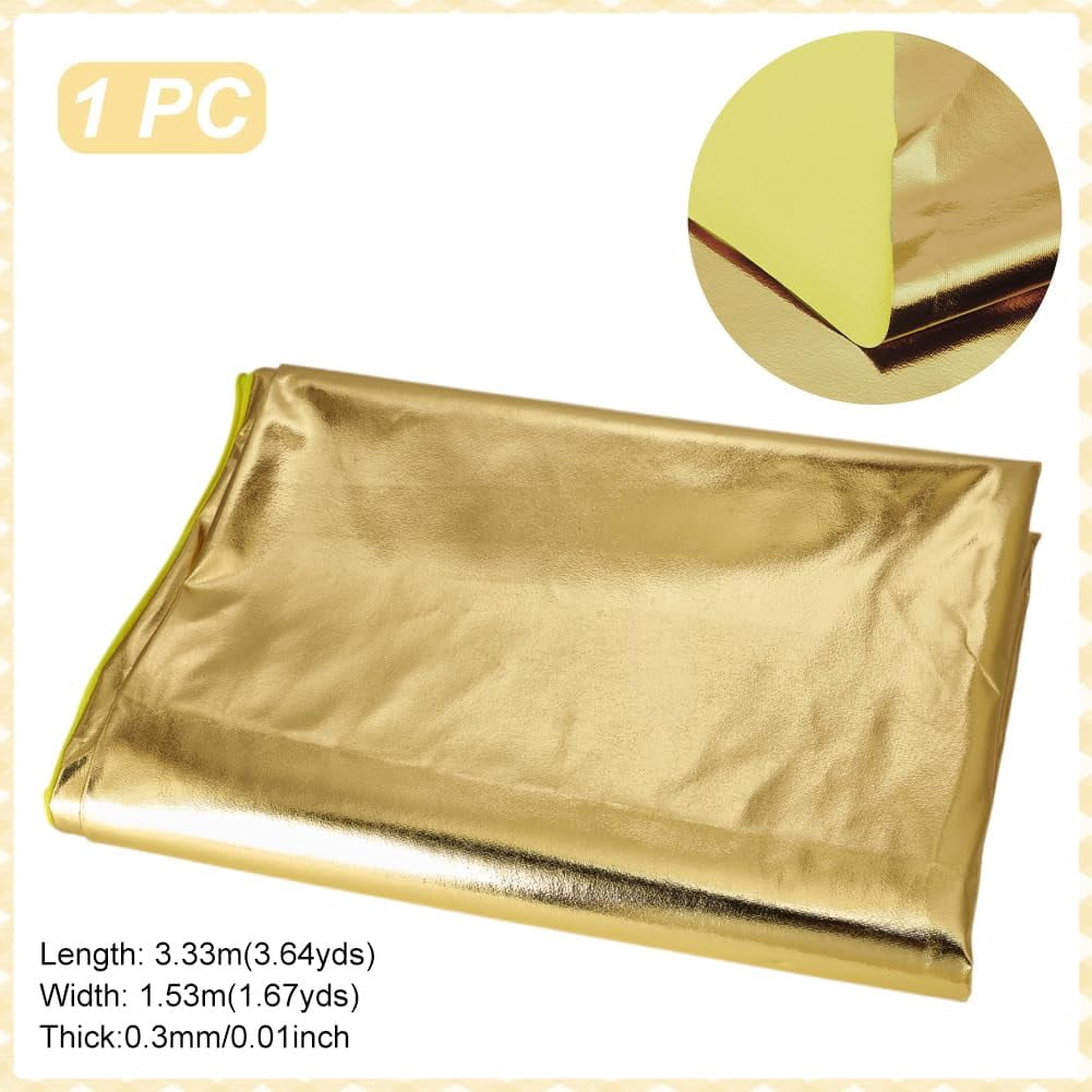 3.6 Yard Metallic Foil Spandex Fabric 60 Inch Wide Polyester Shiny Stretch Fabric Hologram Spandex Iridescent for Dancewear Costumes Home Upholstery Bags Wallets Making Light Golden