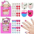 thumbnail image 1 of 3-6 Years Kids Press on Nails, 48 Pieces (2 Packs) Soft Fake Nails for Toddlers & Little Girls, Safe Reusable Stick on Nails, Cute Full Cover Glitter Nails for Preschoolers, Easy to Apply Nail Art, 1 of 6