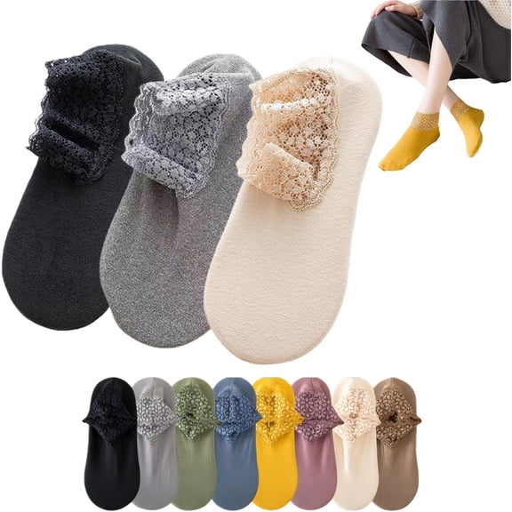 3/6 pairs of stylish lace thermal stockings, warm and non-slip fleece, suitable for home wear, soft and breathable.