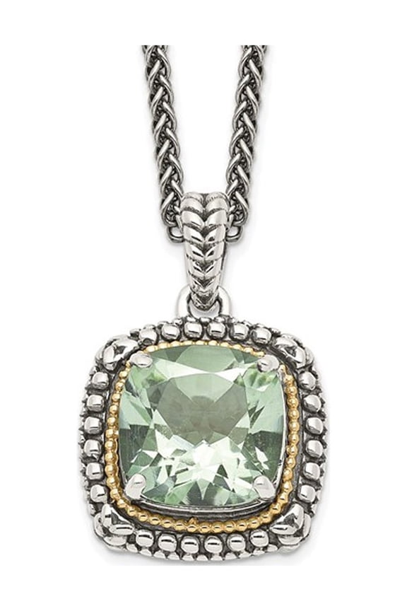 3.60 Carat (Ctw) Green Quartz Pendant Necklace in Sterling Silver with Chain for Women