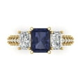 thumbnail image 1 of Three-Stone Engagement Ring for Women - 3.61ct Simulated Blue Sapphire in 18K Yellow Gold Promise Ring, 1 of 6
