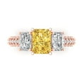 thumbnail image 1 of Three-Stone Engagement Ring for Women - 3.61ct Simulated Yellow Diamond in 14K Rose Gold Promise Ring, 1 of 8