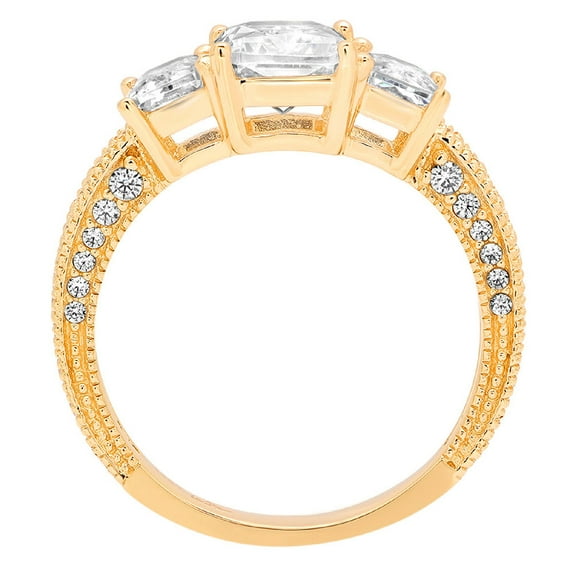 3.61 ct Emerald Cut Moissanite Three-Stone Engagement Ring for Women in 18K Yellow Gold