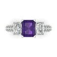 thumbnail image 1 of 3.61 ct Emerald Cut Natural Amethyst 3 Stone 18K White Gold Womens Engagement Ring, 1 of 5