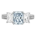 thumbnail image 1 of 3.61 ct Emerald Cut Natural Aquamarine 3 Stone 18K White Gold Womens Engagement Ring, 1 of 5
