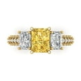thumbnail image 1 of 3.61 ctw 3 Stone Anniversary Ring for Women | Emerald Cut Natural Citrine | Hyperallergenic Solid 14K Yellow Gold, 1 of 5