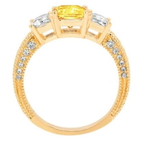 3.61 ct Emerald Cut Natural Citrine Three-Stone Engagement Ring for Women in 18K Yellow Gold