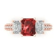 thumbnail image 1 of 3.61 ct Emerald Cut Natural Garnet 3 Stone 18K Rose Gold Womens Engagement Ring, 1 of 5