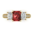 thumbnail image 1 of 3.61 ct Emerald Cut Natural Garnet 3 Stone 18K Yellow Gold Womens Engagement Ring, 1 of 5