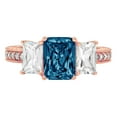 thumbnail image 1 of 3.61 ct Emerald Cut Natural London Blue Topaz 3 Stone 14K Rose Gold Womens Engagement Ring, 1 of 3