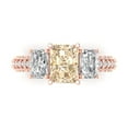 thumbnail image 1 of 3.61 ct Emerald Cut Natural Morganite 3 Stone 14K Rose Gold Womens Engagement Ring, 1 of 5