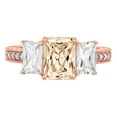 thumbnail image 1 of 3.61 ct Emerald Cut Natural Morganite 3 Stone 14K Rose Gold Womens Engagement Ring, 1 of 3