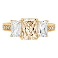 thumbnail image 1 of 3.61 ct Emerald Cut Natural Morganite 3 Stone 14K Yellow Gold Womens Engagement Ring, 1 of 6