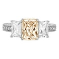 thumbnail image 1 of 3.61 ct Emerald Cut Natural Morganite 3 Stone 18K White Gold Womens Engagement Ring, 1 of 6
