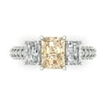thumbnail image 1 of 3.61 ct Emerald Cut Natural Morganite Three-Stone Engagement Ring for Women in 18K White Gold, 1 of 5