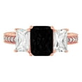 thumbnail image 1 of 3.61 ct Emerald Cut Natural Onyx 3 Stone 14K Rose Gold Womens Engagement Ring, 1 of 5