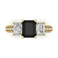 thumbnail image 1 of 3.61 ct Emerald Cut Natural Onyx 3 Stone 14K Yellow Gold Womens Engagement Ring, 1 of 5