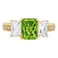 thumbnail image 1 of 3.61 ct Emerald Cut Natural Peridot 3 Stone 18K Yellow Gold Womens Engagement Ring, 1 of 5