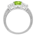 thumbnail image 1 of 3.61 ct Emerald Cut Natural Peridot Three-Stone Engagement Ring for Women in 18K White Gold, 1 of 2