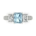 thumbnail image 1 of 3.61 ct Emerald Cut Natural Sky Blue Topaz 3 Stone 18K White Gold Womens Engagement Ring, 1 of 5